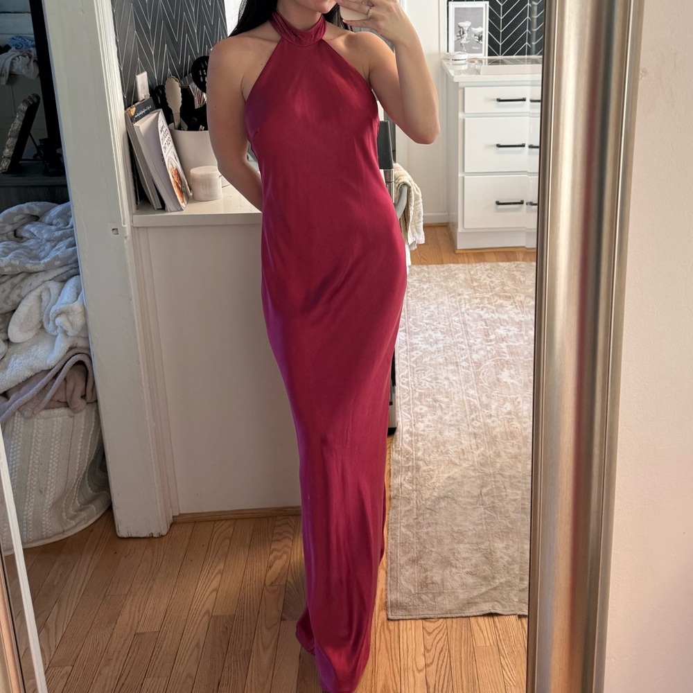 Elegant Red Halter Neck Dress